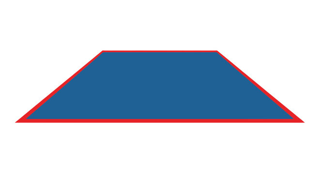 Blue Trapezoid Shape Geometric Red Outline Isolated White Background