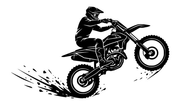Motocross rider silhouette vector dirt bike jumping extreme sport illustration