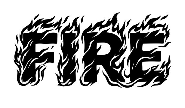 Fire flame typography vector burning text effect stylish bold lettering illustration