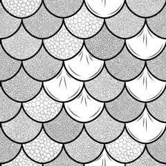 Abstract Seamless Pattern of Mermaid Scales in Grayscale © mus