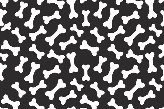 White Bones Pattern on Black Background Vector Illustration