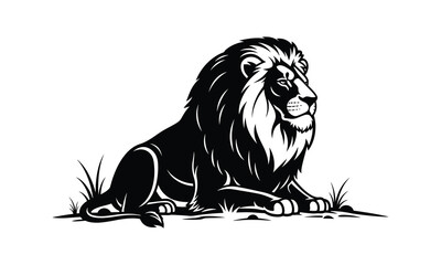 Calm lion silhouette, rounded mane vector, peaceful lion graphic, lion face black shape, gentle lion icon, soft mane design, tranquil lion head, resting lion vector, serene big cat, lion side profile  © Rasel