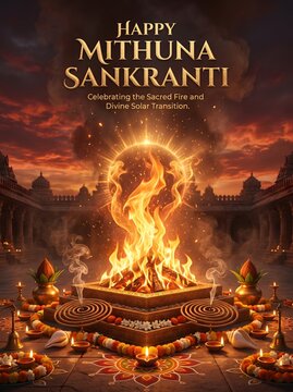 Mithuna sankranti celebration with sacred fire and divine solar transition ceremony