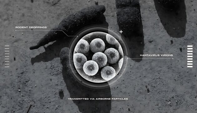 Microscopic View Of Hantavirus Virions From Rodent Droppings Transmission
