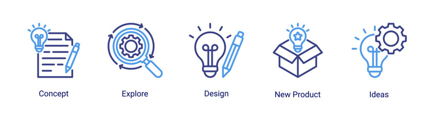 Creative design icon set featuring concept,ideas,exploration and new product development vector collection © Arjuna