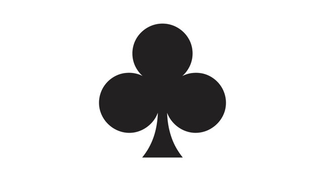 Black clover suit symbol on white background silhouette