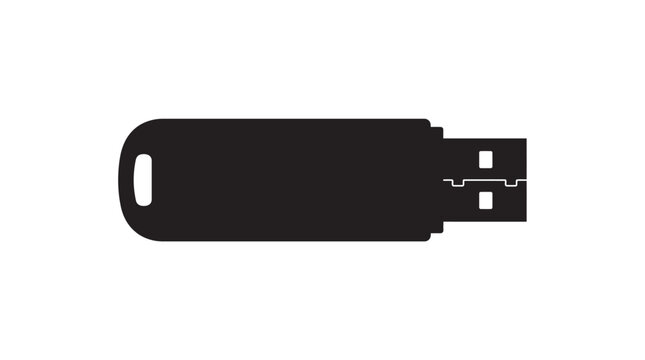 Usb flash drive silhouette on a white background