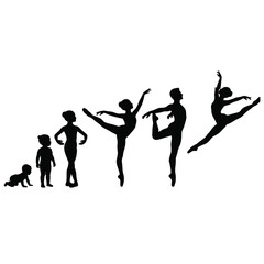 Fototapeta premium Growing Up Dancing: Childhood to Adult Ballet Journey Illustration