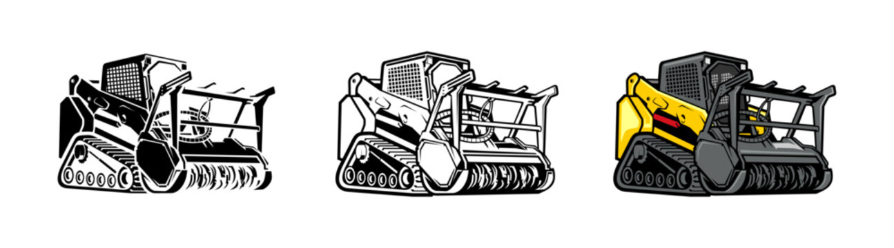 Skid steer loader logo vector Set Multiple Style Collection.