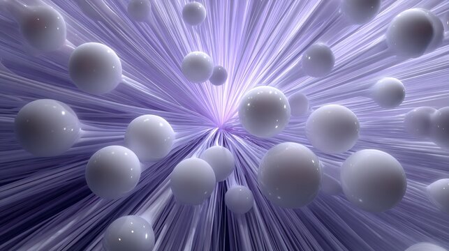 abstract futuristic science background with glowing spheres and streaks of light