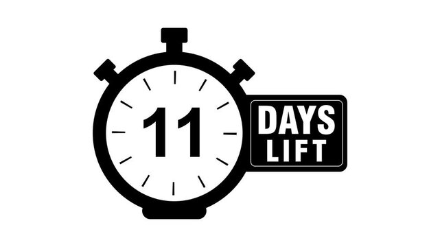 15 Days Left Countdown 2D Animation with White background Timer Effect HD. 15 day to go reminder, stopwatch motion graphics 15 to 0 Countdown, fifteen-day count and 2 week 
