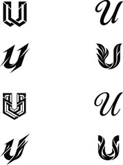 Obraz premium A high resolution group of eight unique letter u logo designs featuring up-to-date artistic expert styles.