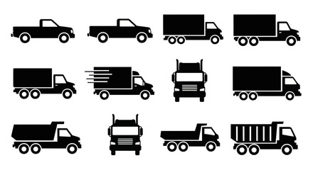 Collection of Silhouetted Trucks and Pickups in Various Designs © Roni