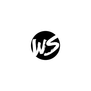 Minimal black and white WS logo with bold brush lettering inside a circular emblem, modern street-style branding, clean and striking visual identity.