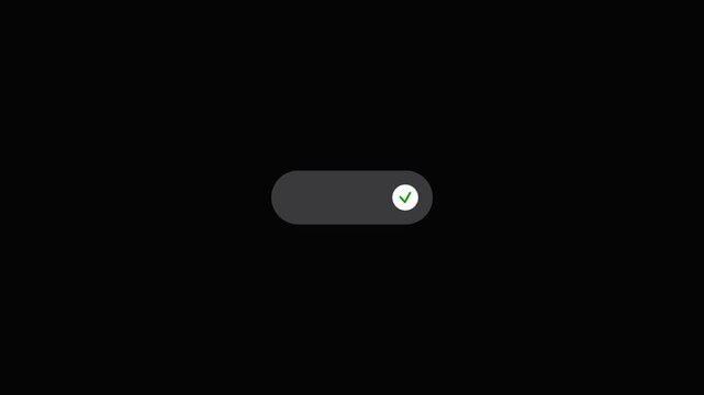 Close-up of a modern toggle switch with gradient blue and white design on black background