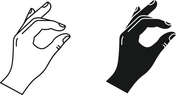 Hand holding pinching gesture fingers vector icon