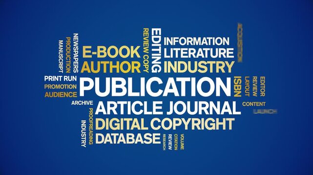 Publication animated word cloud-text design animation tag kinetic typography seamless loop.