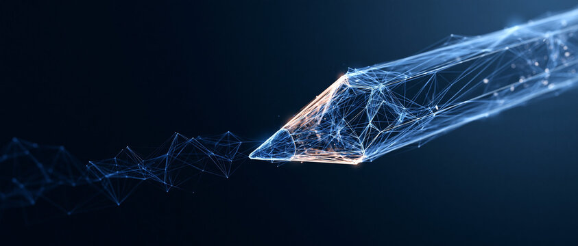 Digital pen tip creating lines in abstract futuristic design  