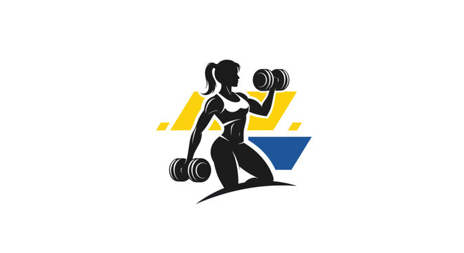 Woman lifting dumbbells, fitness silhouette, gym workout, strength training, active lifestyle