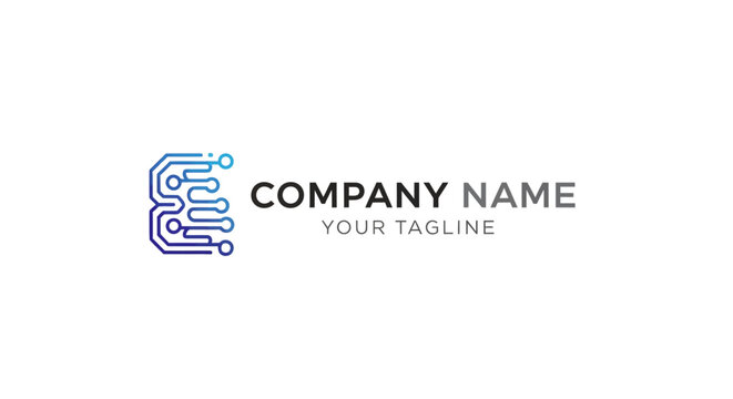 A logo template with a circuit design.
