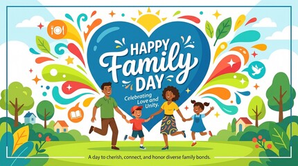 Fototapeta premium Happy Family Day colorful illustration