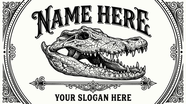 Alligator Skull Emblem With Text Placeholders