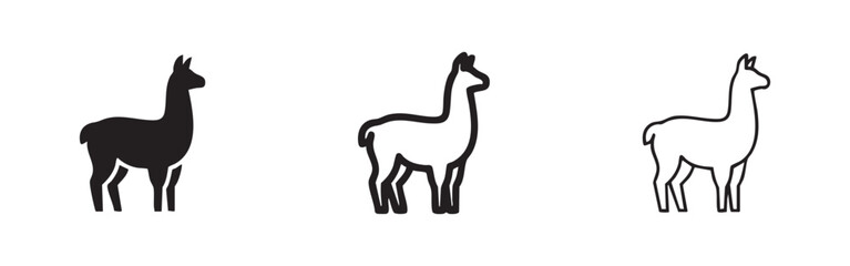 Llama Alpaca Animal Icon Set - South American Wildlife Vector © liubomir118809