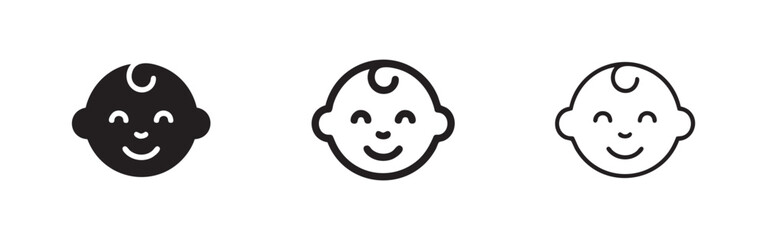 Smiling Baby Face Icon Set for Childcare and Nursery