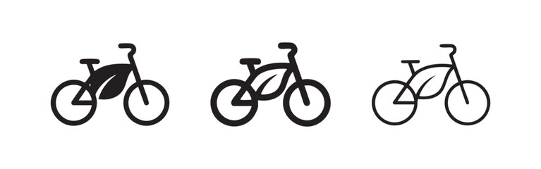 Fototapeta premium Eco Friendly Bicycle Icons with Leaf Symbol for Green Transportation