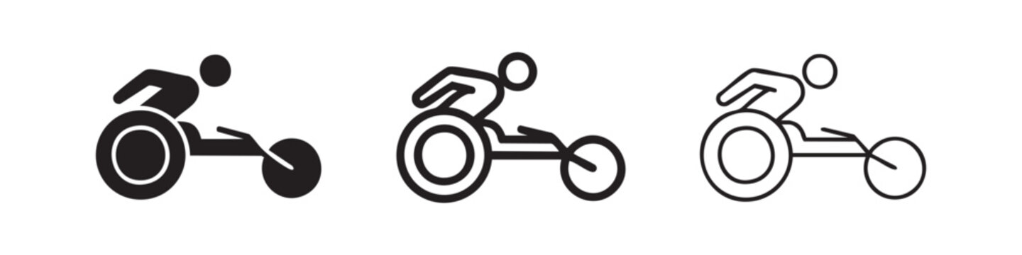 Paralympic Sport Icons of Athlete Competing in Racing Wheelchair