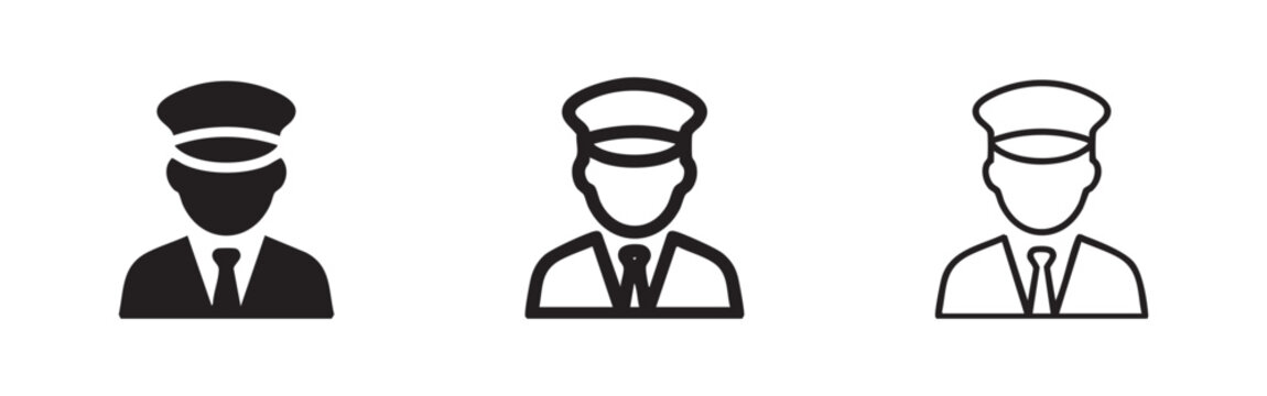 Professional Uniformed Captain or Driver Avatar Icons