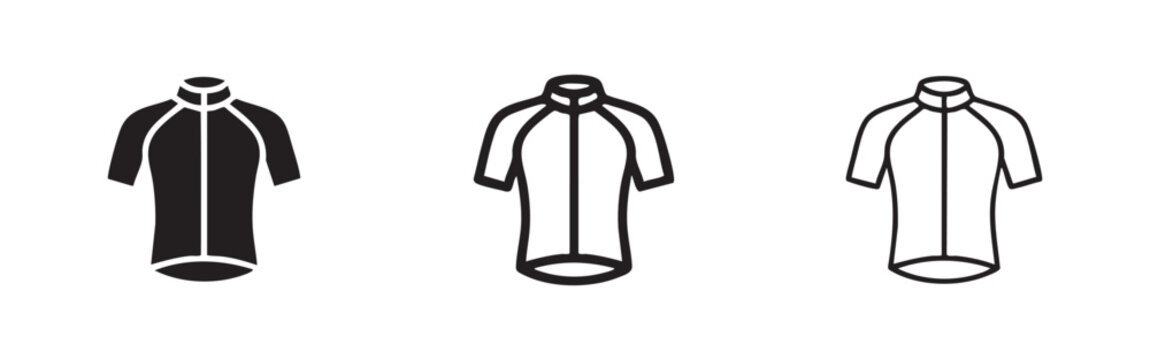 Cycling Jersey and Athletic Short Sleeve Sport Shirt Icon Set