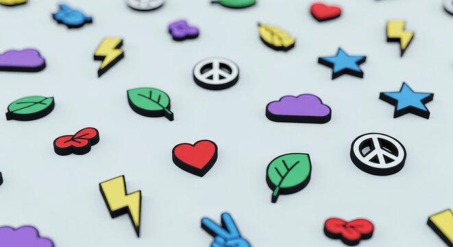 Colorful Decorative Embellishments on White Surface.