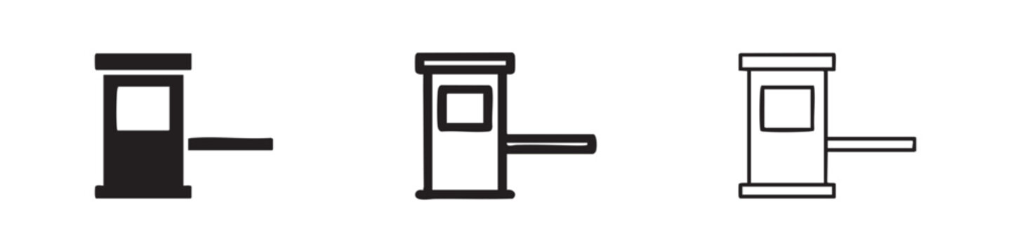 Security Gate Toll Booth Icon Set for Parking and Border Access
