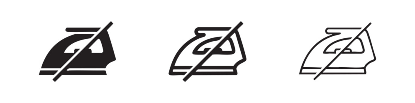 Do not iron symbol icon set, for laundry care instructions and clothing maintenance