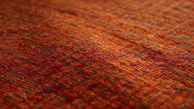 Textured Orange Fabric Close-Up Macro Detail, Warm Textile Background