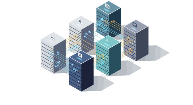 servers and data storage illustration.