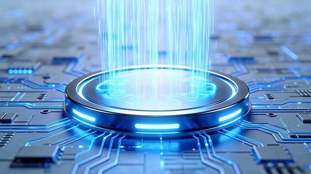 Futuristic circuit board with glowing elements