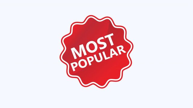 Red starburst with most popular text. Perfect for ecommerce, promotions, marketing, and highlighting popular products in stores or online.
