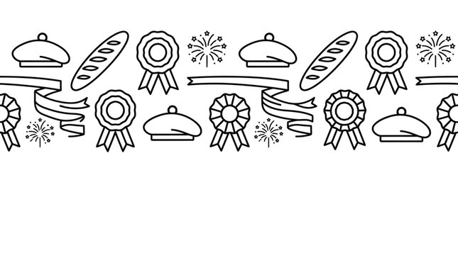 Seamless Border Pattern with French Bastille Day Symbols.