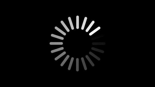 Minimalist Black Loading Spinners and Buffering Icons Pack on Green Screen Background. A high-quality 4K animation featuring three different styles of black progress bars and buffering spinners 