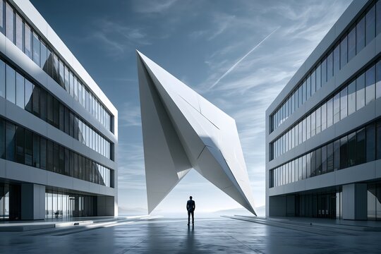 Monumentale geometrische Form in moderner urbaner Architektur