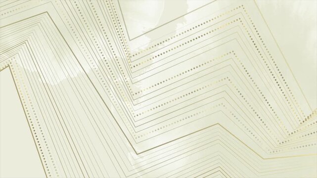 Golden dotted lines on light yellow grunge blots watercolor background. Luxurious motion design. Video animation Ultra HD 4K 3840x2160