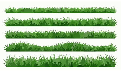 Fototapeta premium Natural Grass Strip Lawn Border and Green Field Vector Collection