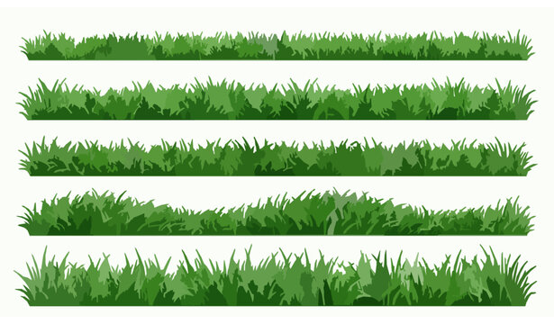 Natural Grass Strip Lawn Border and Green Field Vector Collection