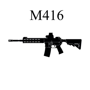  Black Military Assault Rifle Vector Illustration