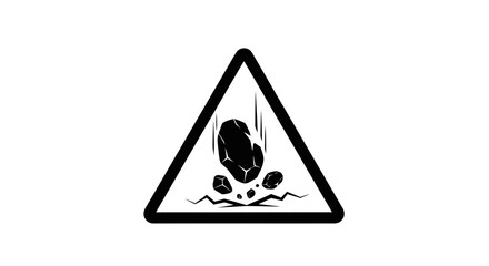 Falling Rocks Hazard Warning Sign Vector Icon © Azrha