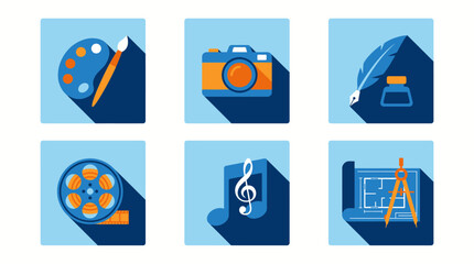 Fototapeta premium Creative Arts and Hobbies Icons Collection.