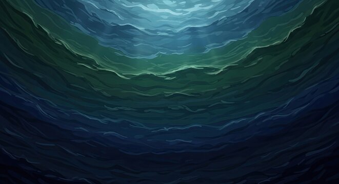 Breathtaking stylized emerald waves and blue ripples shimmer underwater in an Abstract Background Concept Design