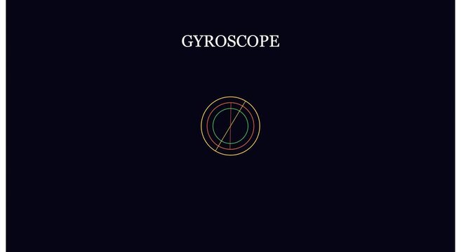 Minimalist gyroscope animation rotating on a clean dark animation background